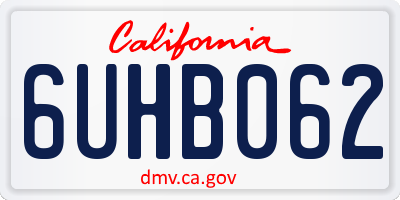 CA license plate 6UHB062