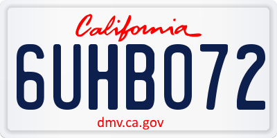 CA license plate 6UHB072