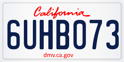CA license plate 6UHB073