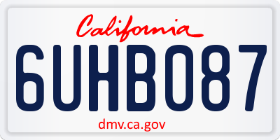 CA license plate 6UHB087