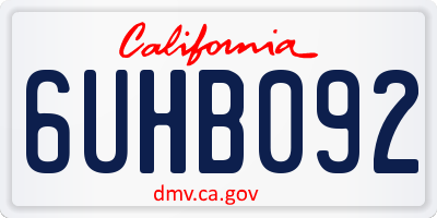 CA license plate 6UHB092