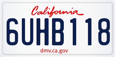 CA license plate 6UHB118