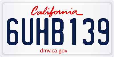 CA license plate 6UHB139