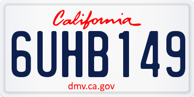 CA license plate 6UHB149