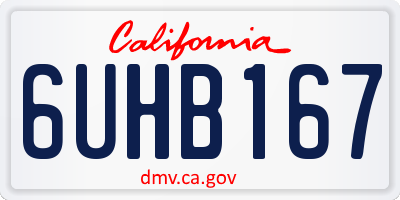 CA license plate 6UHB167