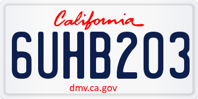 CA license plate 6UHB203