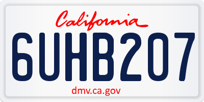 CA license plate 6UHB207