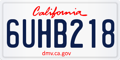 CA license plate 6UHB218