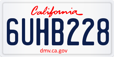 CA license plate 6UHB228