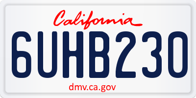 CA license plate 6UHB230