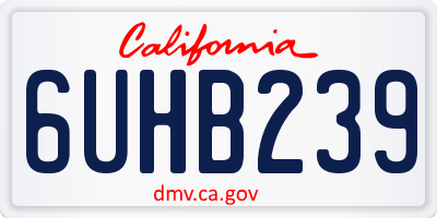 CA license plate 6UHB239