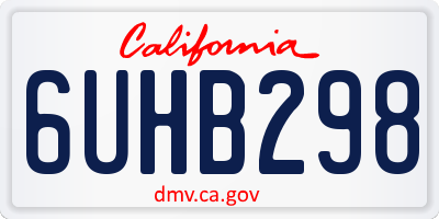 CA license plate 6UHB298