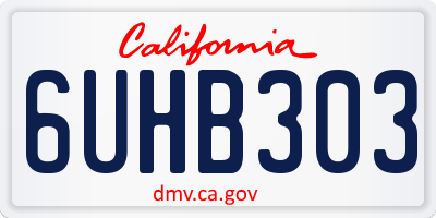 CA license plate 6UHB303