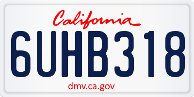 CA license plate 6UHB318