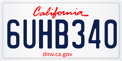 CA license plate 6UHB340