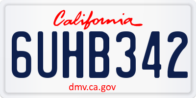 CA license plate 6UHB342
