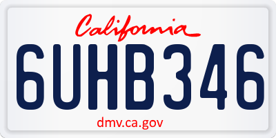 CA license plate 6UHB346
