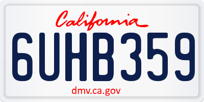 CA license plate 6UHB359