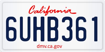 CA license plate 6UHB361