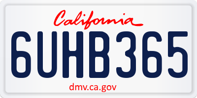 CA license plate 6UHB365