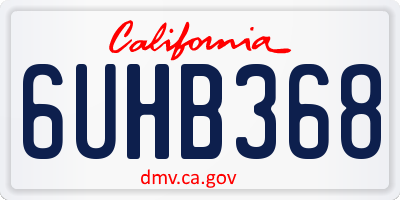 CA license plate 6UHB368