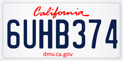 CA license plate 6UHB374