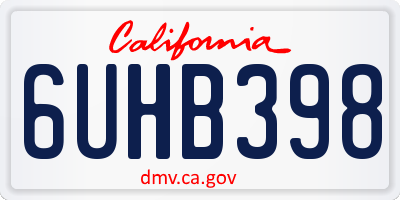 CA license plate 6UHB398