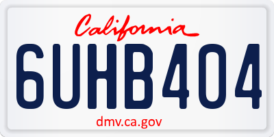 CA license plate 6UHB404