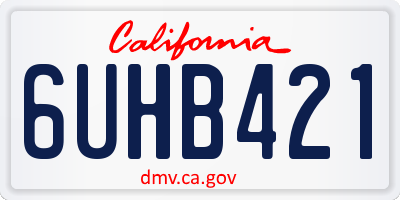 CA license plate 6UHB421