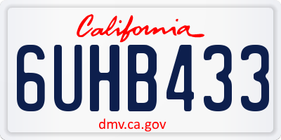 CA license plate 6UHB433