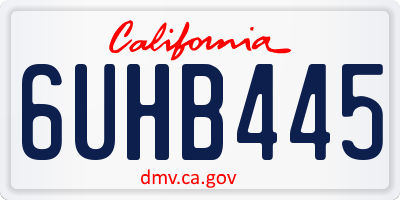 CA license plate 6UHB445