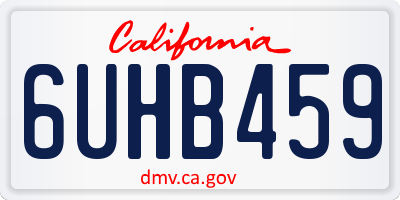 CA license plate 6UHB459