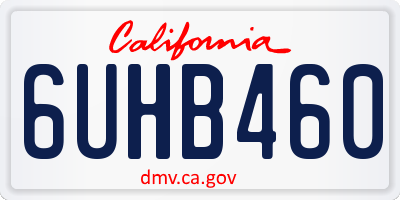 CA license plate 6UHB460