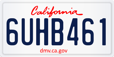 CA license plate 6UHB461