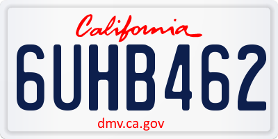 CA license plate 6UHB462