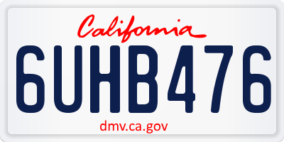 CA license plate 6UHB476