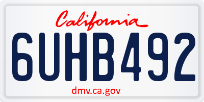 CA license plate 6UHB492