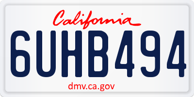 CA license plate 6UHB494
