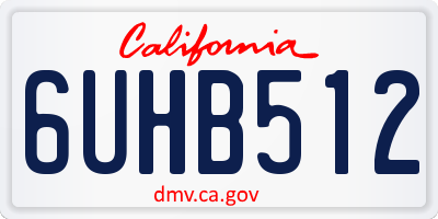 CA license plate 6UHB512