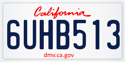 CA license plate 6UHB513