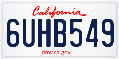 CA license plate 6UHB549