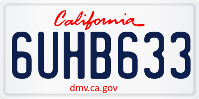 CA license plate 6UHB633