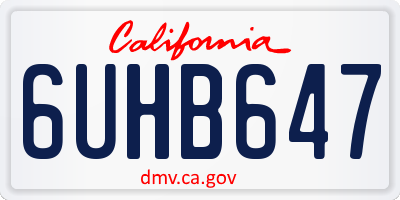 CA license plate 6UHB647