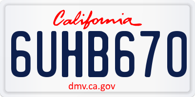 CA license plate 6UHB670