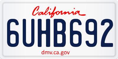 CA license plate 6UHB692