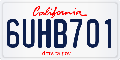 CA license plate 6UHB701
