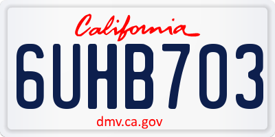 CA license plate 6UHB703