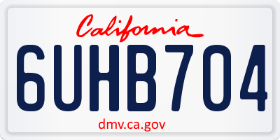 CA license plate 6UHB704