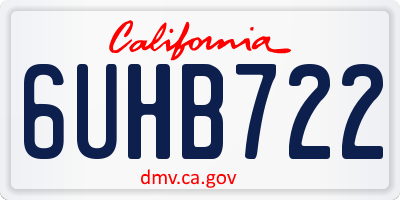 CA license plate 6UHB722