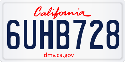 CA license plate 6UHB728